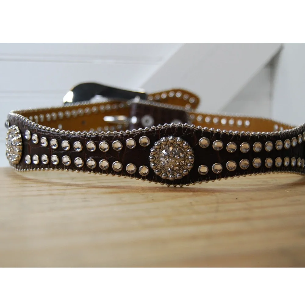 Girls Nocona Belt Co. Black leather Rhinestone studded‎ Kids Western Rodeo 4T-5T